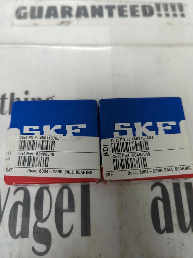 SKF,6004-2ZNR,SINGLE SHIELDED BALL BEARING LOT OF 2 NOS