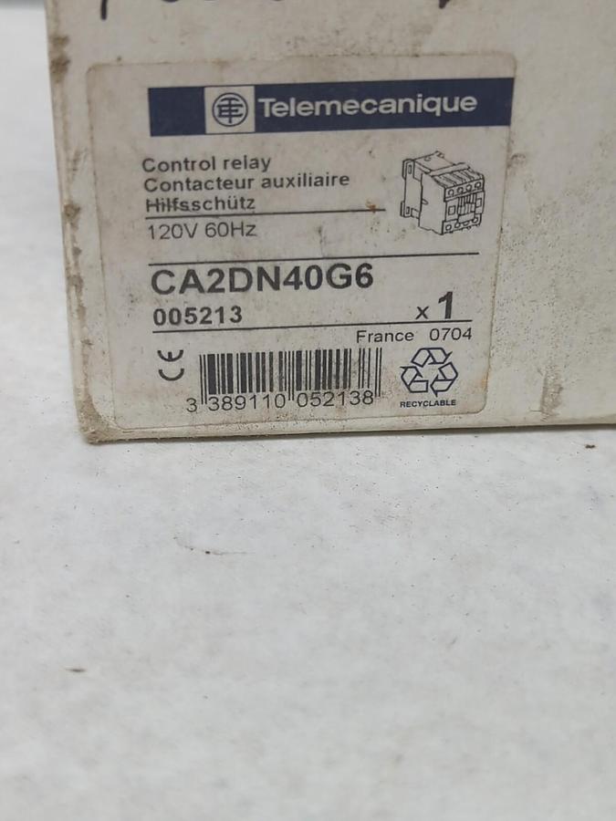 TELEMECANIQUE,CA2DN40G6,CONTROL RELAY 120V 60HZ NOS