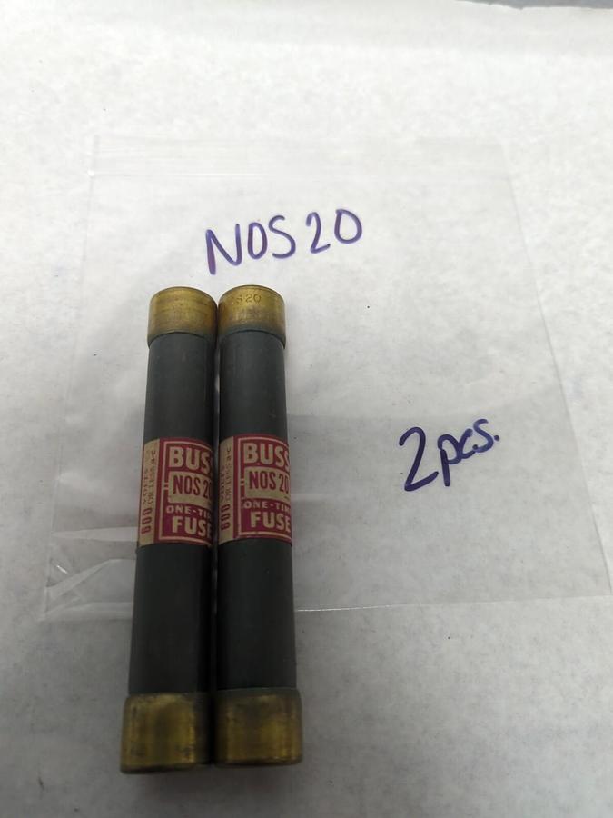 Used COOPER BUSSMANN,NOS-20,ONE-TIME 20 AMP FUSE LOT OF 2 PRE-OWNED