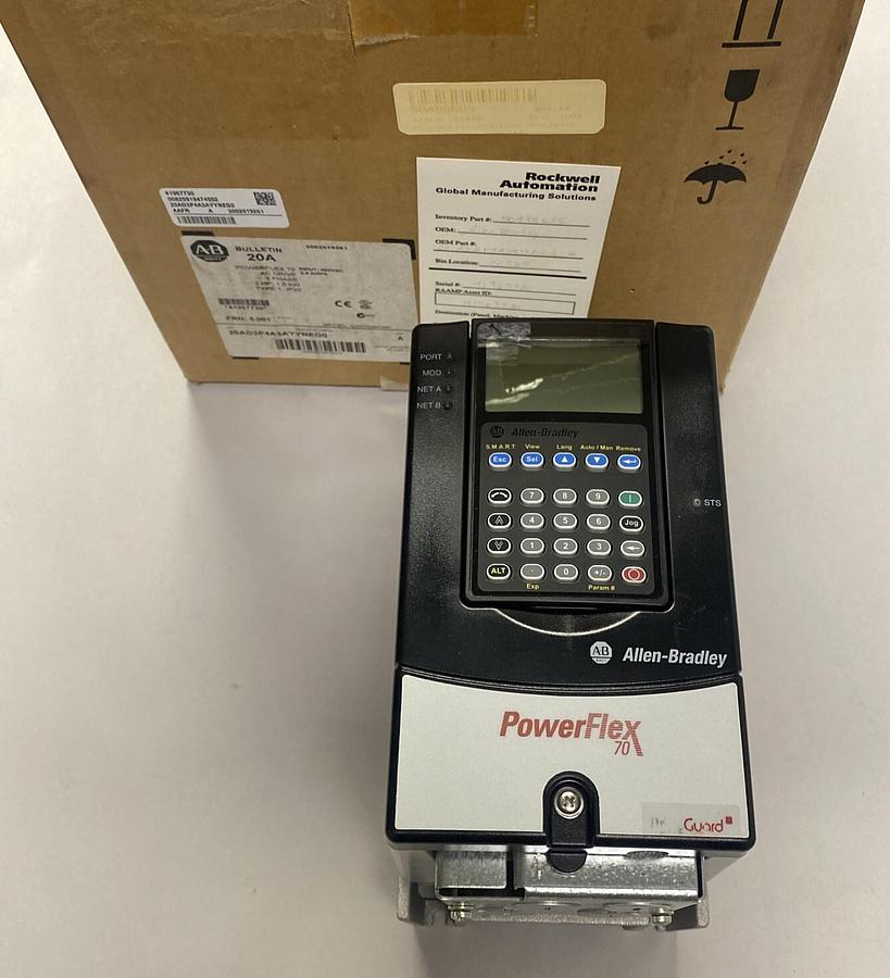 Used ALLEN BRADLEY,20AD3P4A3AYYNEG0,SER A POWERFLEX 70 AC DRIVE 1.5KW 2HP VFD REFURB