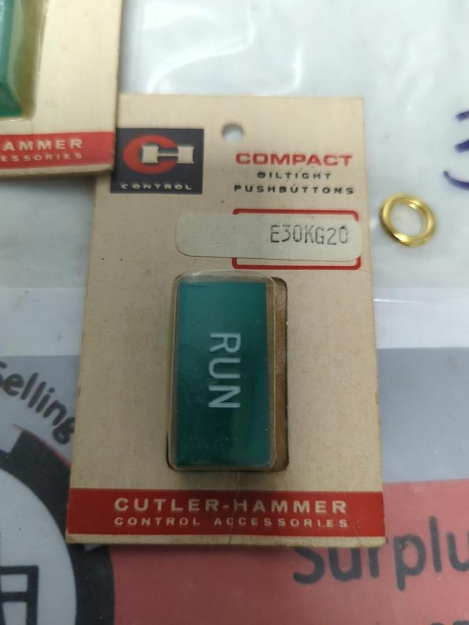 CUTLER-HAMMER,E30KG20,RUN PILOT LIGHT LENS GREEN LOT OF 3 NOS