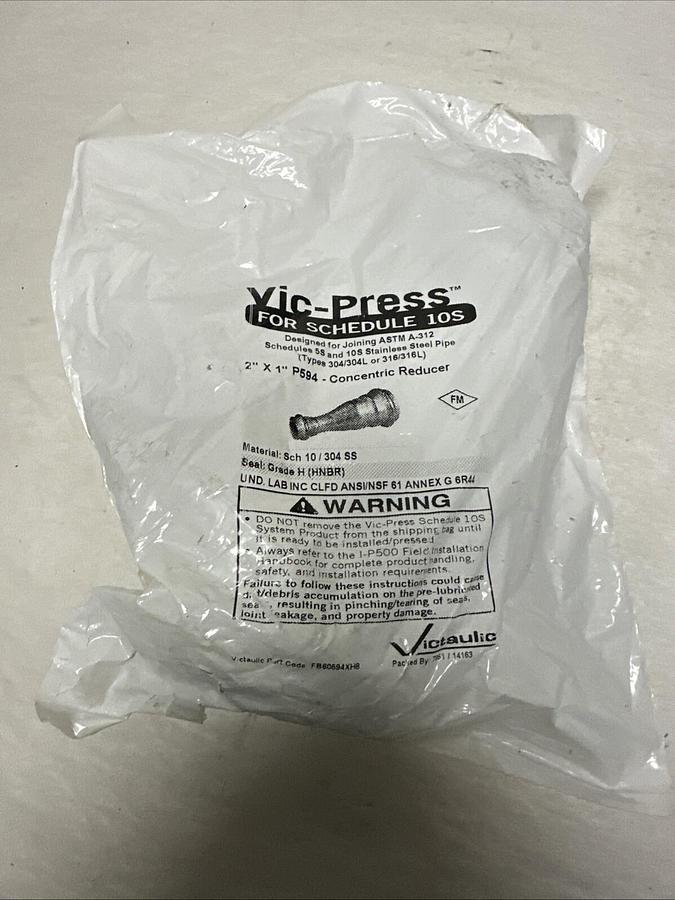 Used Vic-Press,P594,Concentric Reducer 2"x 1" SCH 10 304SS