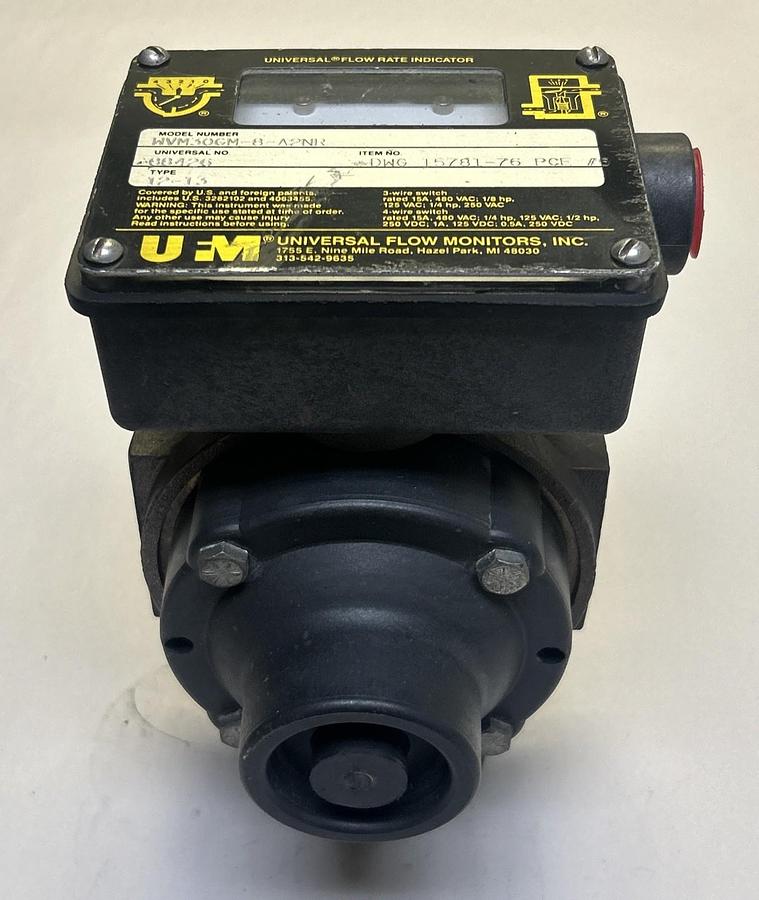 UNIVERSAL FLOW MONITORS,WVM30GM-8-A2NR,FLOW RATE INDICATOR NOS