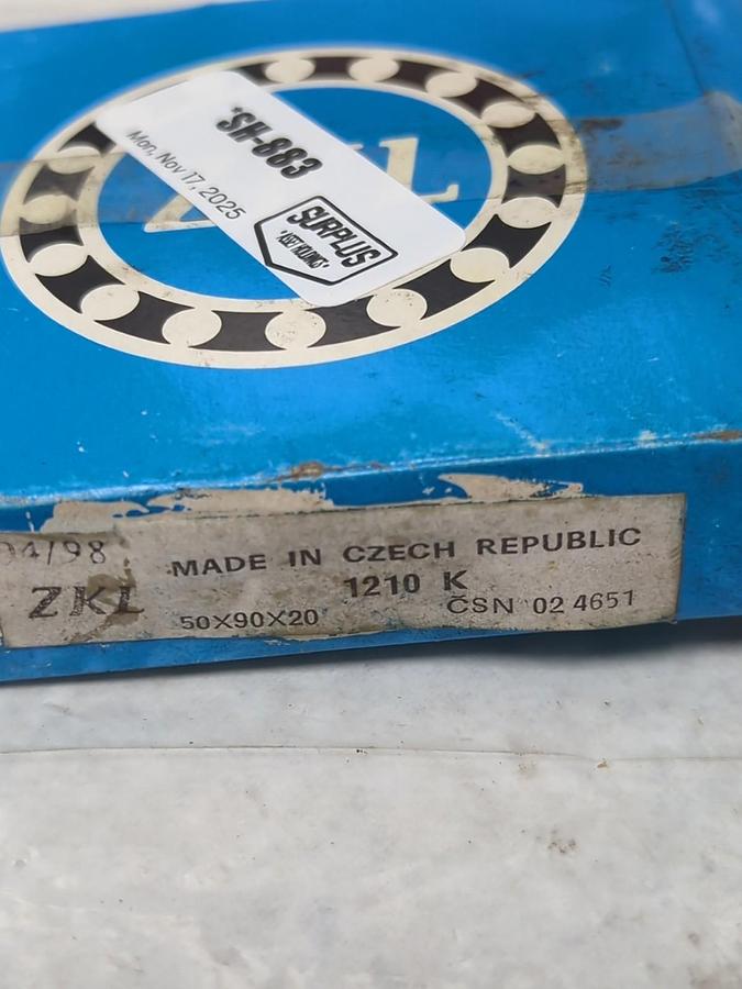 ZKL,1210K,SELF ALIGNING BALL BEARING 50X90X20MM NOS