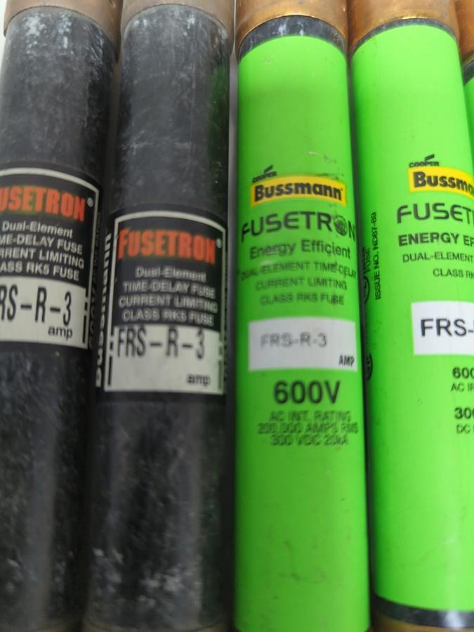 COOPER BUSSMANN,FRS-R-3,FUSETRON 3 AMP FUSES LOT OF 5 NOS