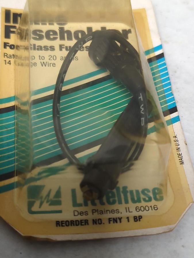 LITTELFUSE,FNY 1BP,INLINE FUSEHOLDER FOR GLASS FUSES 20 AMP 14 GAUGE LOT OF 2