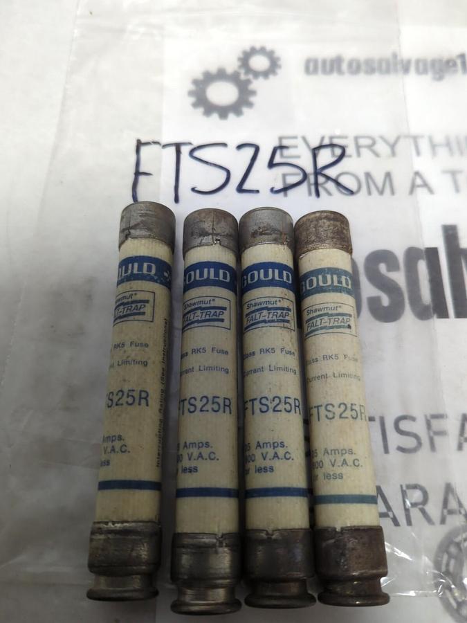 GOULD SHAWMUT,FTS25R,FALT-TRAP 25 AMP FUSE LOT OF 4 NOS