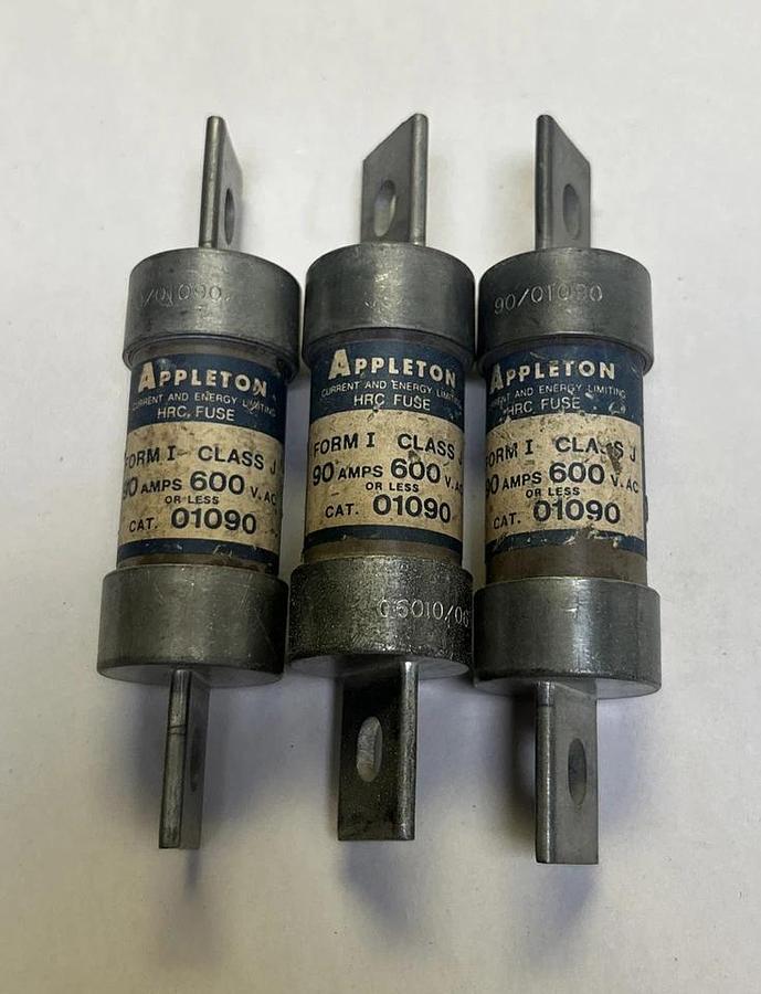 Used APPLETON,01090,FUSE 90A 600V LOT OF 3
