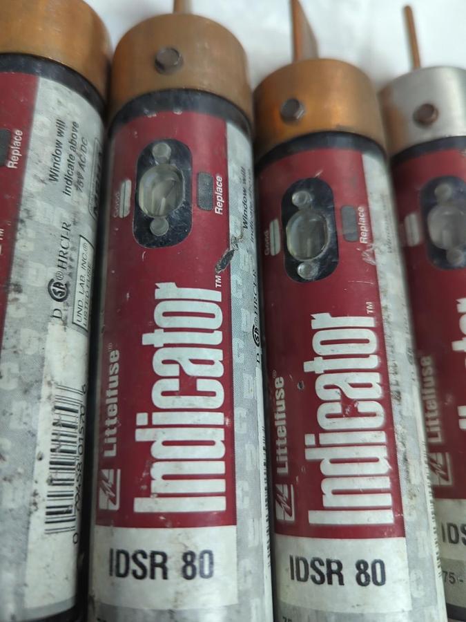 Used LITTELFUSE,IDSR80,INDICATOR FUSE 80 AMP LOT OF 7 PRE-OWNED