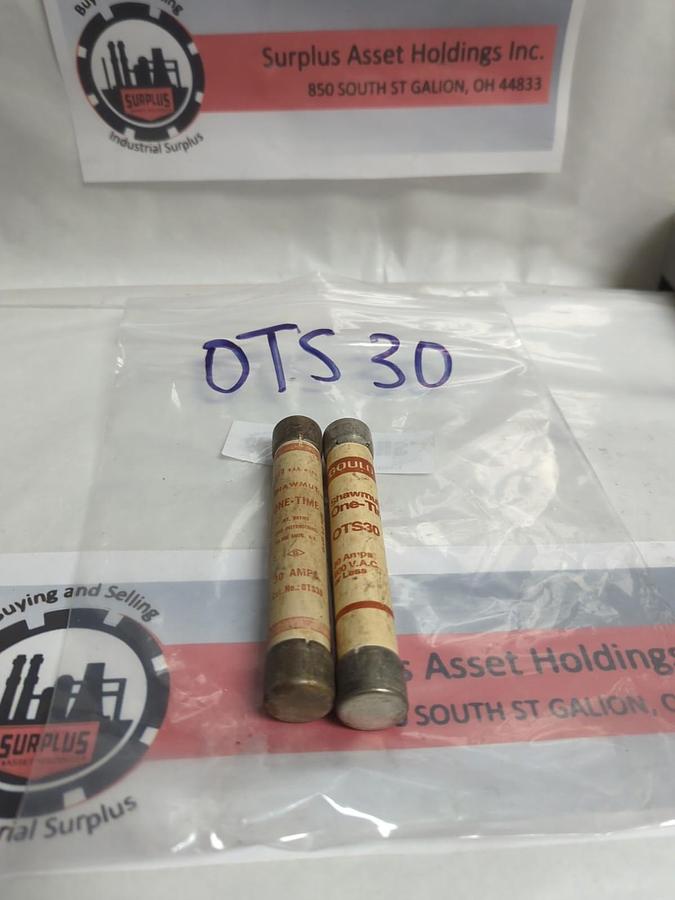 Used GOULD SHAWMUT,OTS 30,ONE-TIME 30 AMP FUSE LOT OF 2 PRE-OWNED