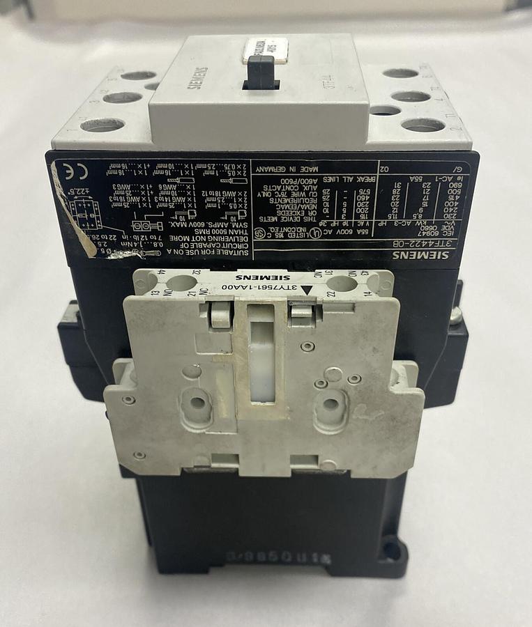 Used Siemens,3TF4422-08,Contactor 55A 600V