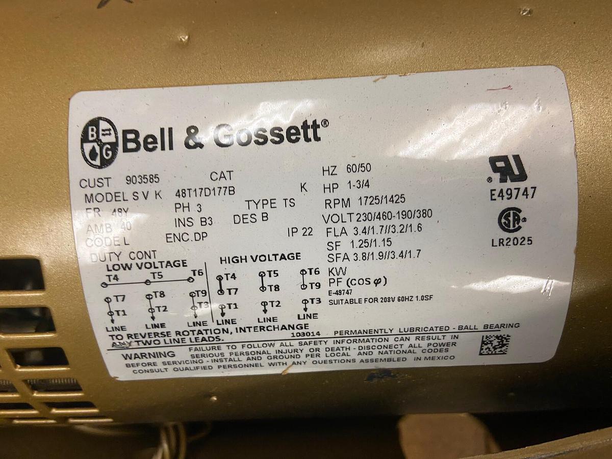 Bell & Gossett,e-60 1E077LF,Circulation Pump  Size 1.5x6.25 1.75Hp 230/460V