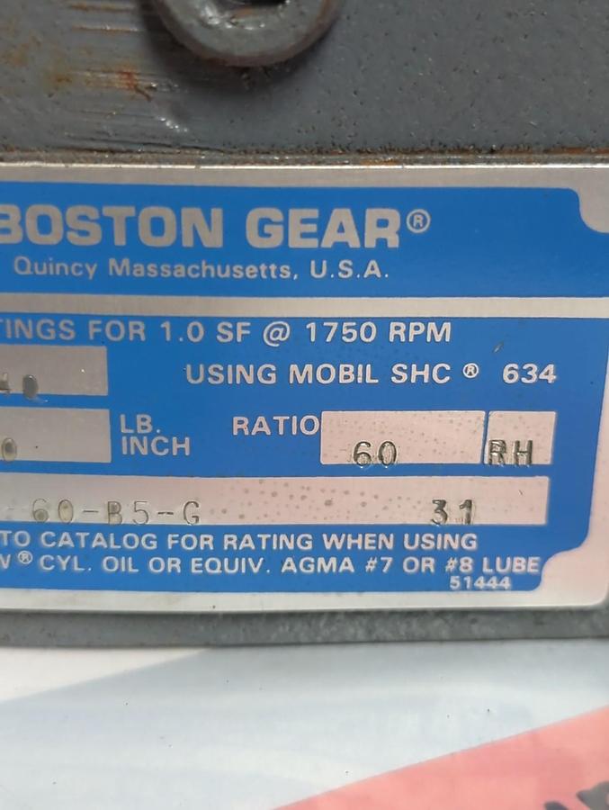 Used BOSTON GEAR,E724-60-85-G,GEAR BOX PRE-OWNED