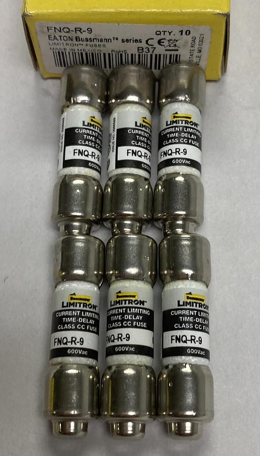 COOPER BUSSMANN,FNQ-R-9,LIMITRON 9 AMP FUSE LOT OF 6 NEW