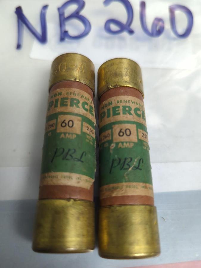 Used PIERCE,NB260,60 AMP FUSE LOT OF 2 PRE-OWNED