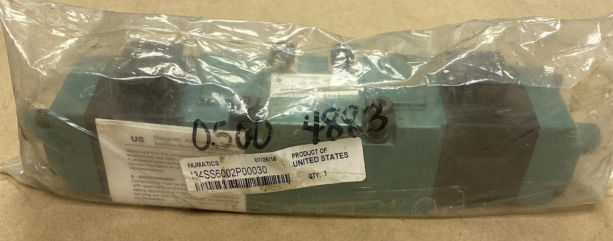 NUMATICS,I34SS6002P00030,SOLENOID VALVE 3 POSITION 0-232PSIG 0-16BAR NOS