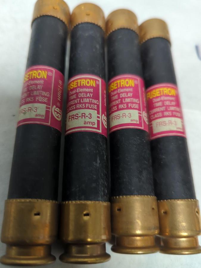Used COOPER BUSSMANN,FRS-R-3,FUSETRON 3 AMP FUSE LOT OF 4 PRE-OWNED