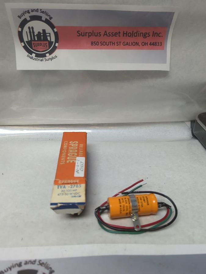 SPRAGUE,TVA-2765,CAPACITOR 20-100MF 475-50WVDC NOS