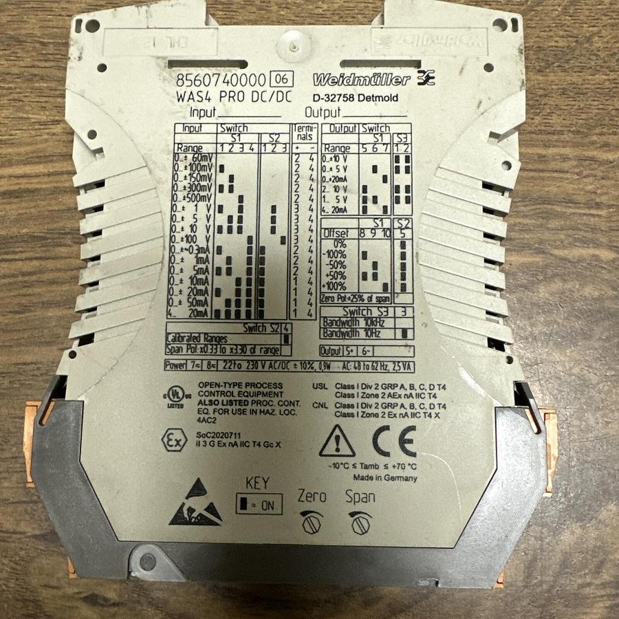 Used Weidmiller,8560740000,WAS4 Analog Signal Isolator