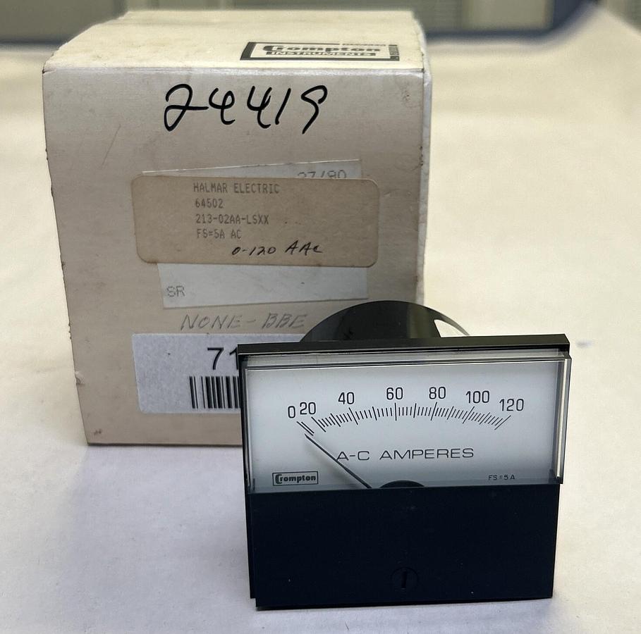 CROMPTON,213-02AA-LSXX,PANEL METER 0-120 AC AMPERES NOS