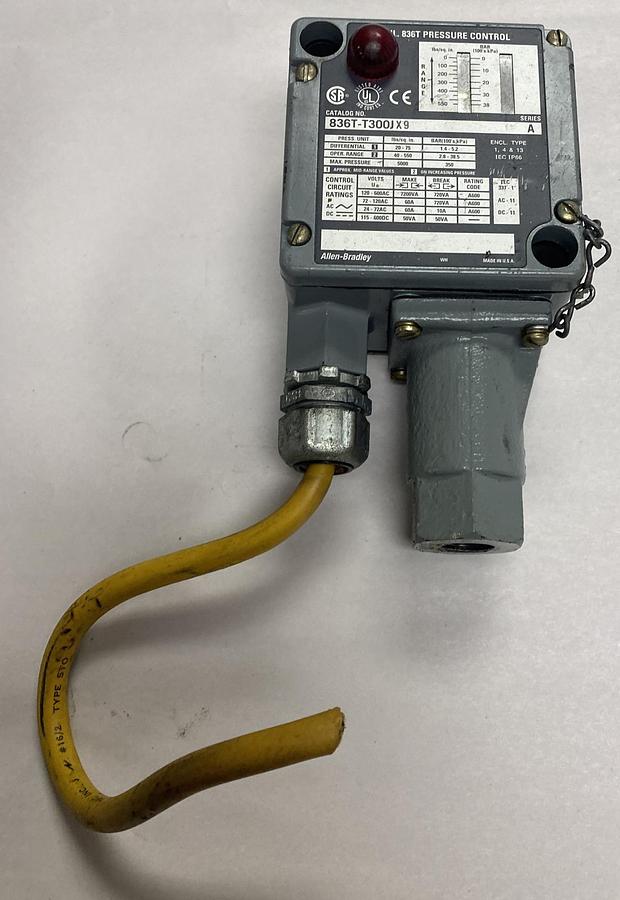 Used Allen Bradley,836T-T300JX9,Ser A Pressure Control Switch