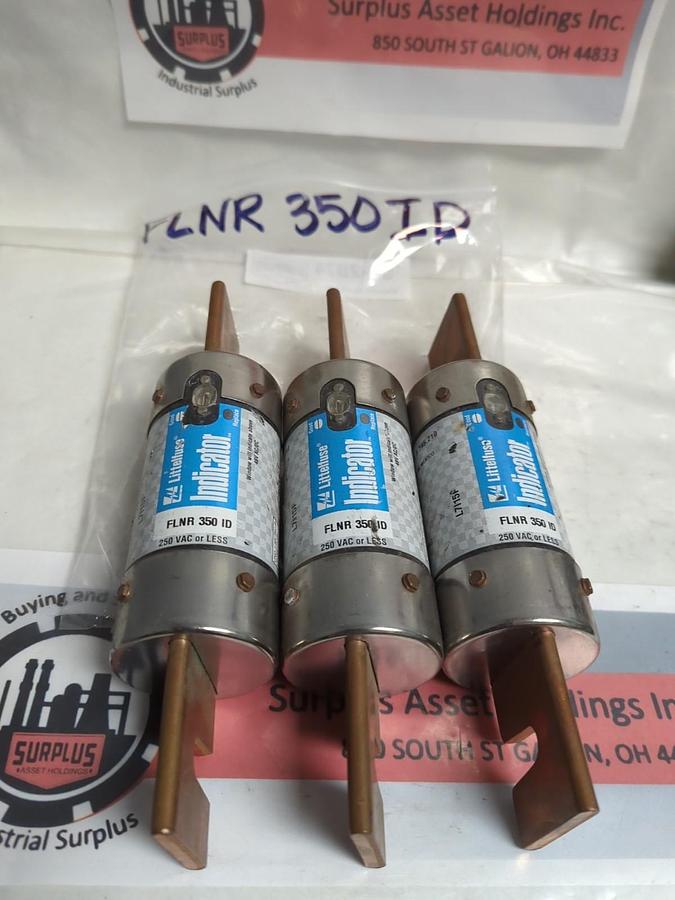 Used LITTELFUSE,FLNR350ID,INDICATOR 350 AMP FUSE LOT OF 3 PRE-OWNED