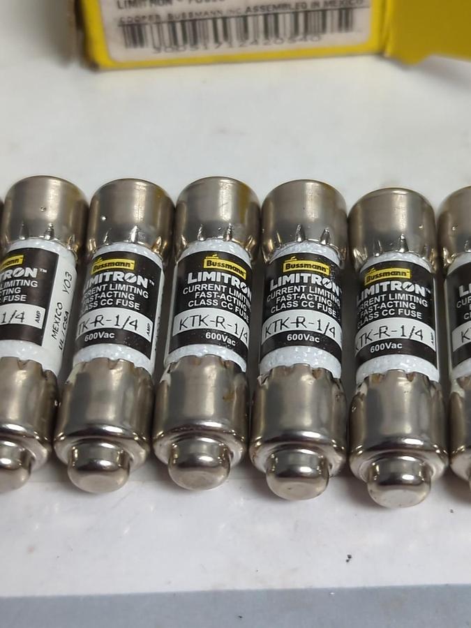 COOPER BUSSMANN,KTK-R-1/4,LIMITRON 1/4 AMP FUSES BOX OF 10 NOS