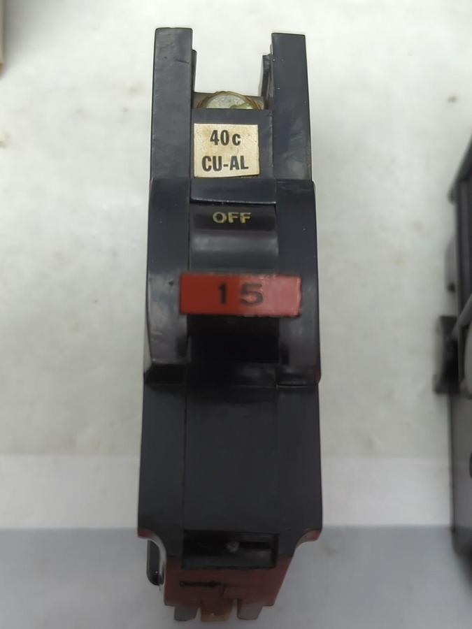 Used FEDERAL PACIFIC,CU-AL-15,CIRCUIT BREAKER 1-POLE 15 AMP LOT OF 6 PRE-OWNED