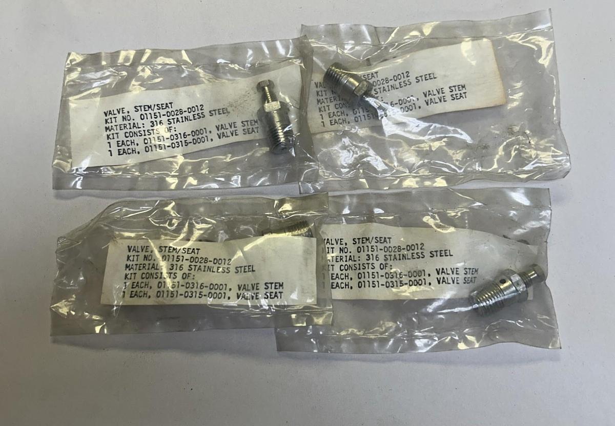 UNBRANDED,01151-0028-0012,STAINLESS STEEL STEM/SET VALVE LOT OF 4 NOS