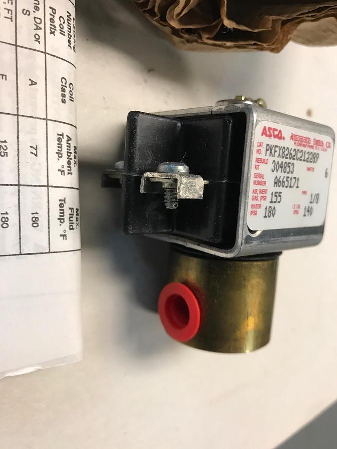 Used ASCO,PKFX8262C212289,Solenoid Valve 120V 1/8 INCH