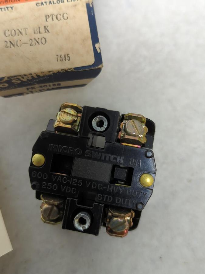 MICRO SWITCH,PTCC,TYPE PT CONTACT BLOCK NOS