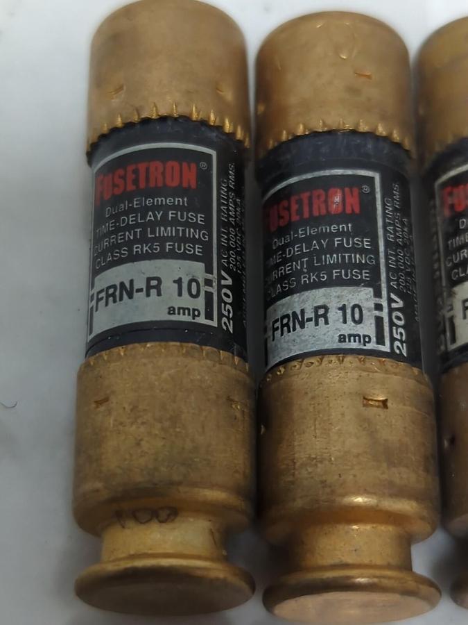 COOPER BUSSMANN,FRN-R-10,FUSETRON 10 AMP FUSE LOT OF 5 NOS