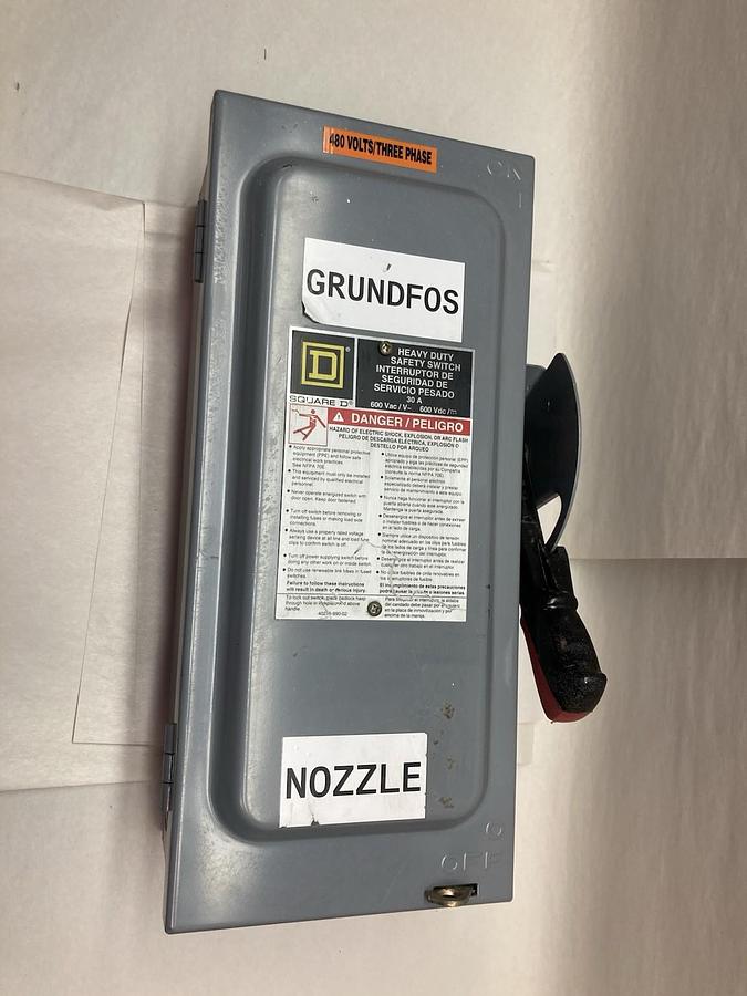 Used Square D,H361N,Heavy Duty Safety Switch 30A 600Vac