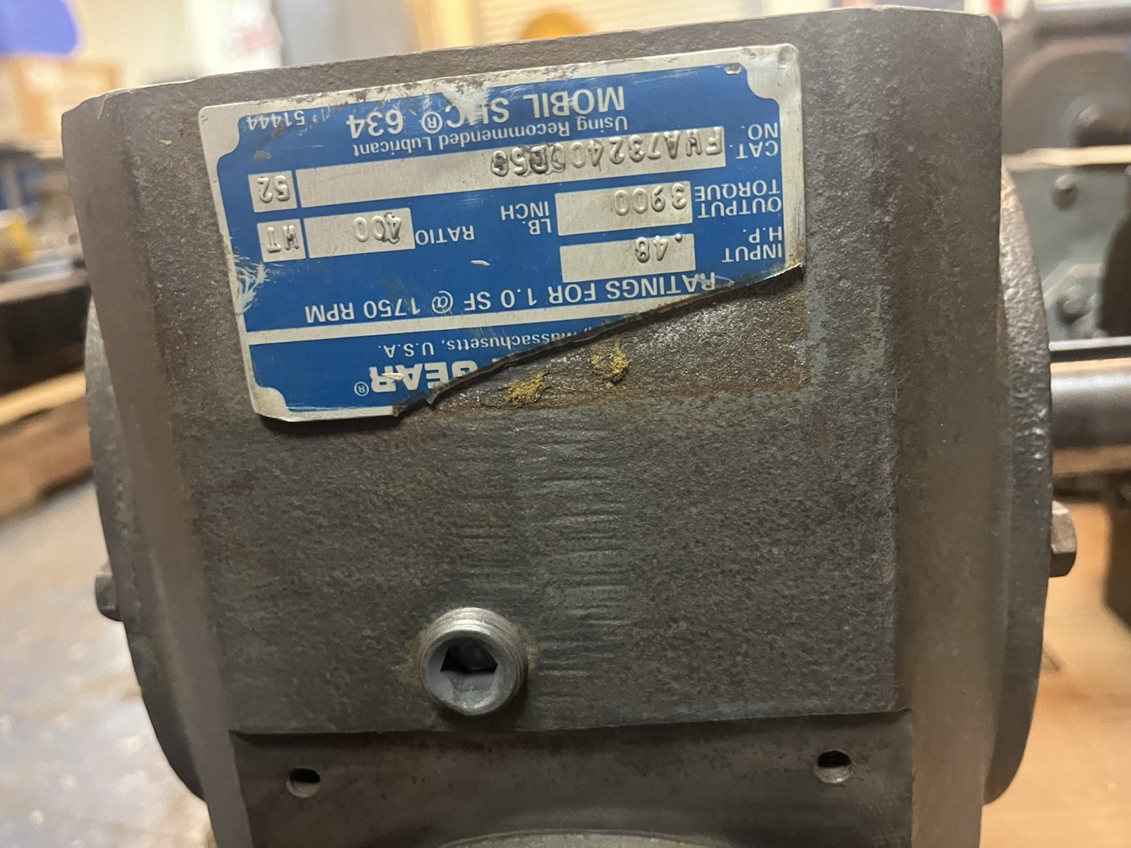Used BOSTON GEAR,FWA732400B56,GEAR REDUCER RATIO 400 .5HP