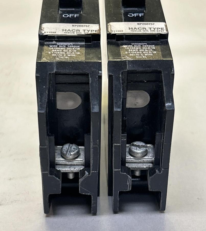 Used GENERAL ELECTRIC,TEY120,CIRCUIT BREAKER 20A 277V 1P LOT OF 2