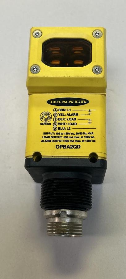 Used BANNER,OSBLVAG,PHOTOELECTRIC SENSOR W/ OPBA2QD POWER BLOCK