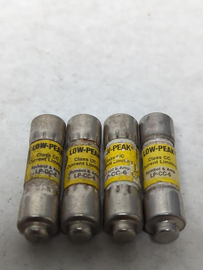 Used COOPER BUSSMANN,LP-CC-6,LOW-PEAK 6 AMP FUSE LOT OF 4 PRE-OWNED