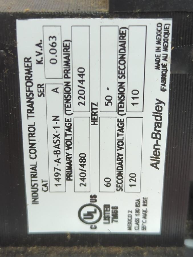 ALLEN BRADLEY,1497-A-BASZ-1-N,CONTROL CIRCUIT TRANSFORMER SERIES A NOS