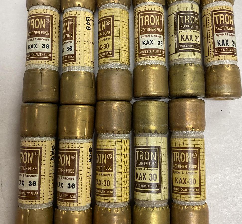 BUSSMANN,KAX 30,TRON RECTIFIER FUSES 250 V 30 Amp Lot Of 11 NOS