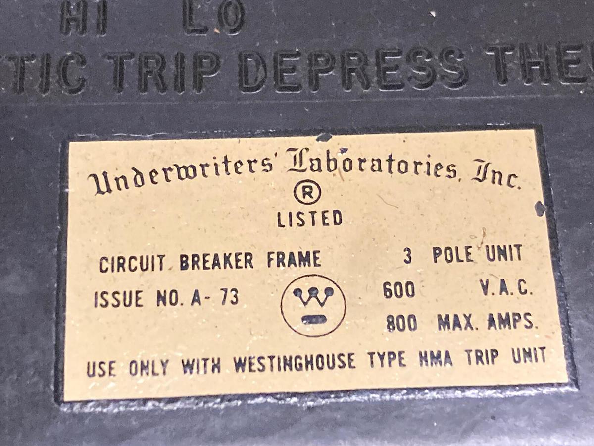 Used Westinghouse,MA3800F,Circuit Breaker