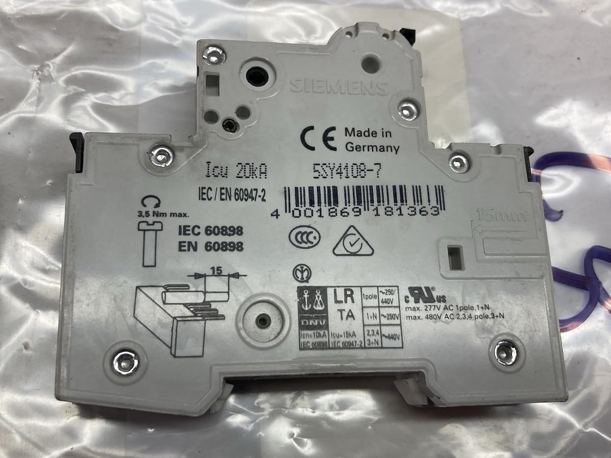 Siemens,5SY4108-7,Circuit Breaker 20kA 230/400V LOT OF 2