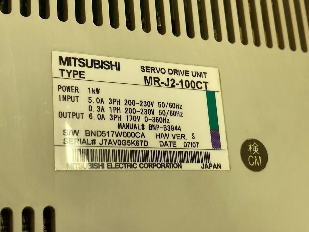Used Mitsubishi,MR-J2-100CT,Servo Drive Unit 1kW Power 200-230V 50/60Hz