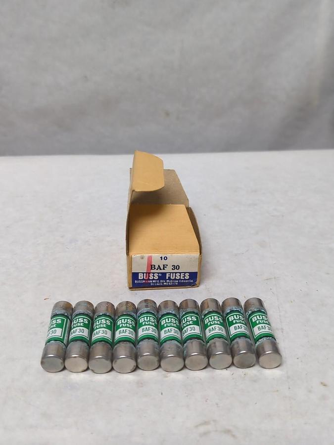 COOPER BUSSMANN,BAF-30,BUSS 30 AMP FUSES BOX OF 10 NOS
