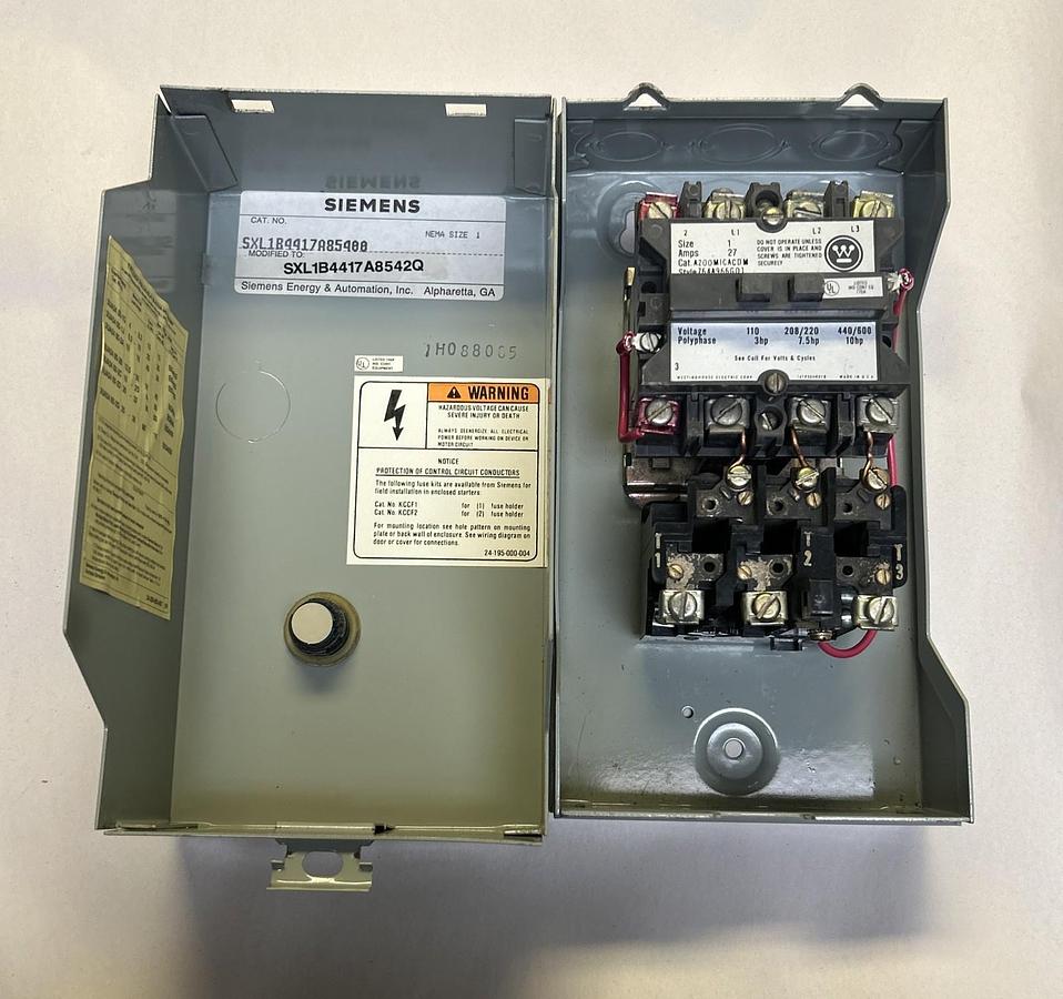 Used SIEMENS,SXL1B4417A8542Q,STARTER W/ ENCLOSURE