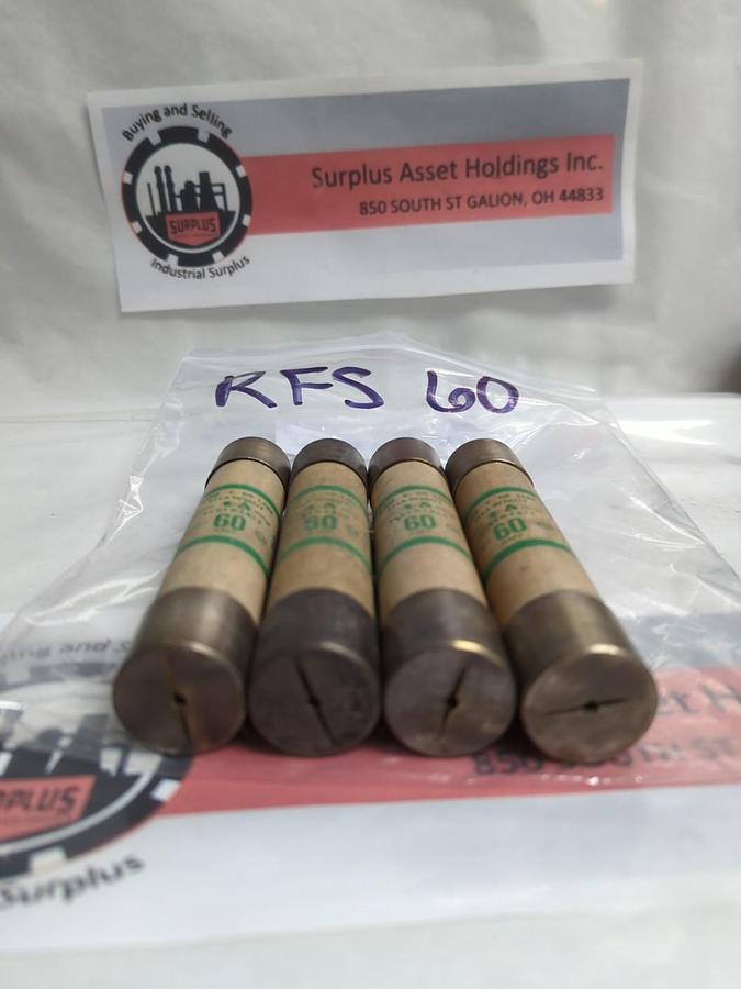 GOULD SHAWMUT,RFS60,RENEWABLE 60 AMP FUSE LOT OF 4 PRE-OWNED