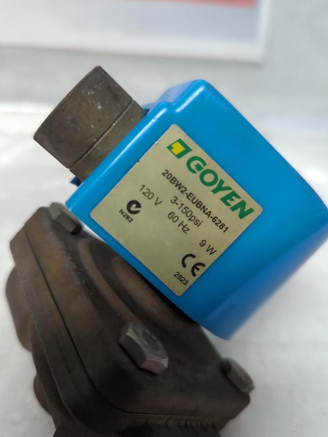 Used GOYEN,20BW2-EUBNA-6281,SOLENOID VALVE 3-150PSI 120V 60HZ 9W PRE-OWNED