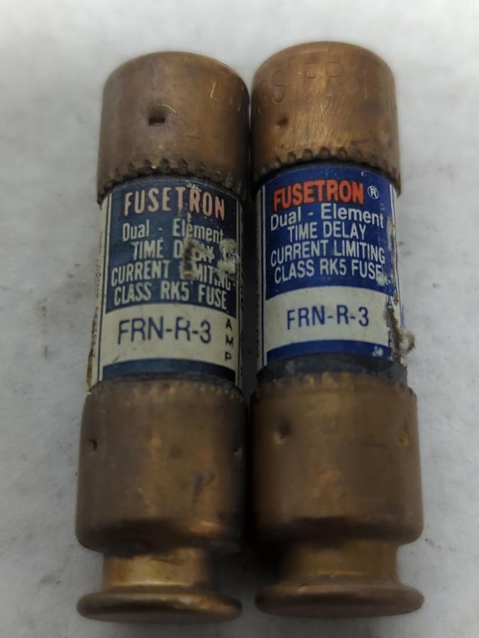 Used COOPER BUSSMANN,FRN-R-3,FUSETRON 3 AMP FUSE LOT OF 2 PRE-OWNED