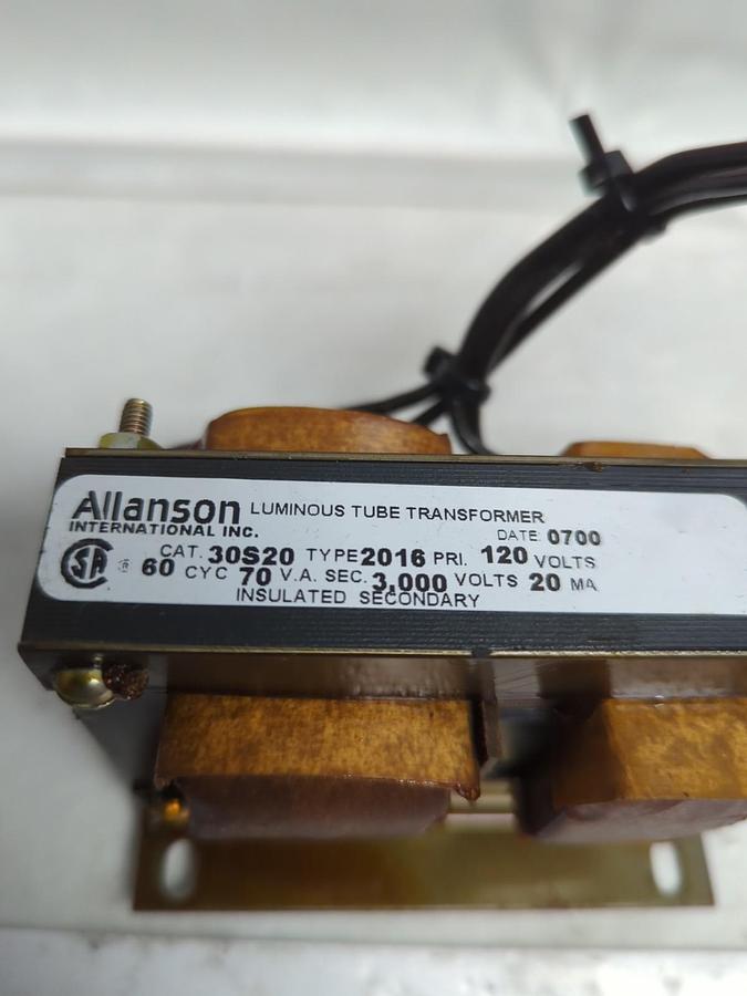 ALLANSON,30S20,TYPE 2016 TRANSFORMER PRI 120V-7VA SEC 3000-20MA NOS