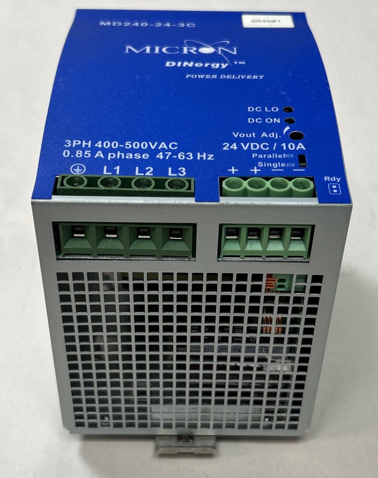 Used MICRON,MD240-24-3C,DINERY POWER SUPPLY 24VDC 10A