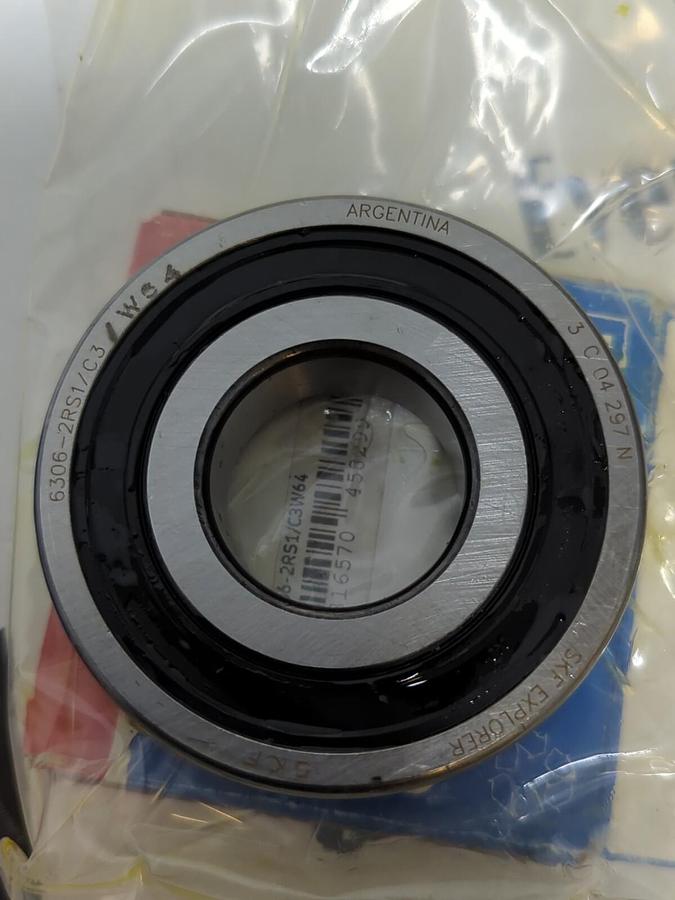 SKF,6306-2RS1,DOUBLE SEALED DEPP GROOVE BALL BEARINGS LOT OF 2 NOS